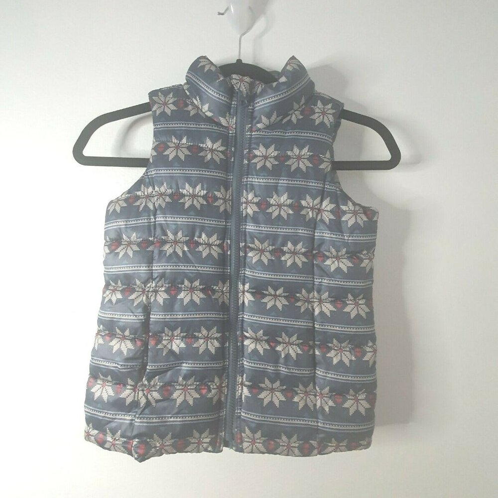 Old Navy Puffer Vest Frost Free Vest Size S Toddler Zip Snowflakes Kids Girls